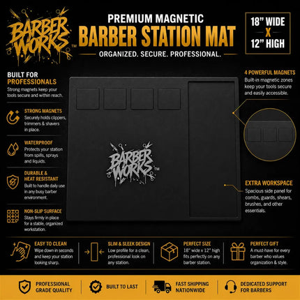 Barber Works Professional Magnetic Barber Workstation Mat Barber Works