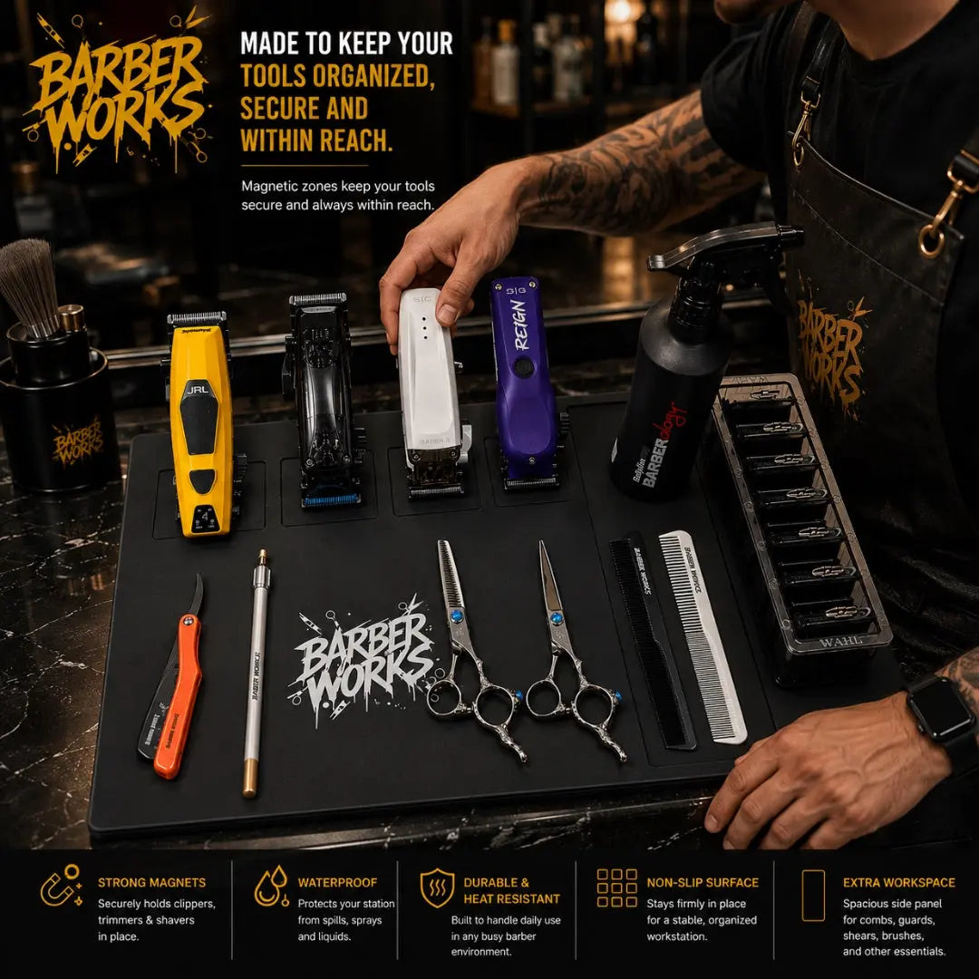 Barber Works Professional Magnetic Barber Workstation Mat Barber Works