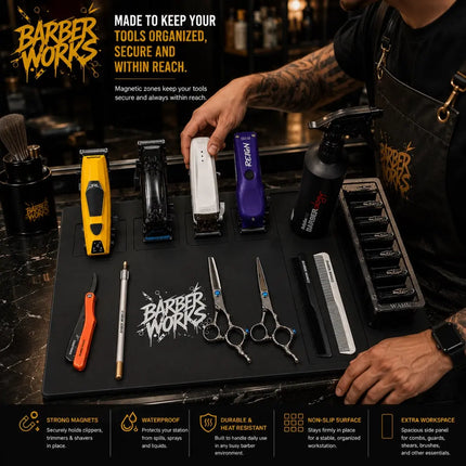 Barber Works Professional Magnetic Barber Workstation Mat Barber Works
