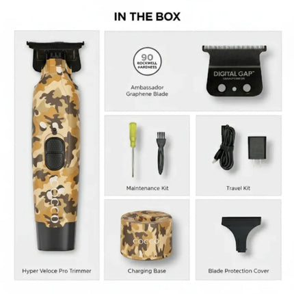 COCCO Hyper Veloce Pro Trimmer (Camo) – Professional Cordless Hair Trimmer cocco