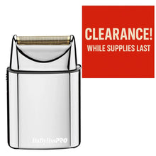 BabylissPro FOILFX01™ Cordless Metal Single Foil Shaver Electric shaver with 'Clearance! While Supplies Last' text on a red background