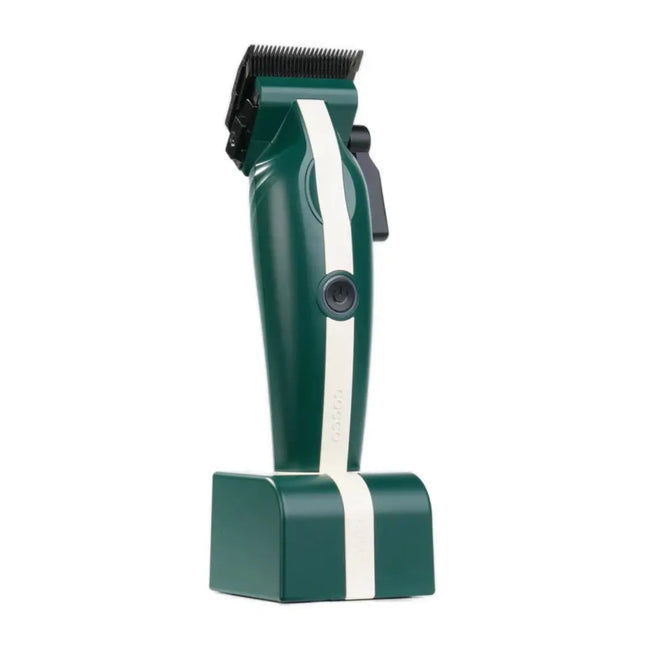 COCCO Veloce Lite Clipper (Green/White) 7000 RPM Green hair clipper with white stripe on a white background