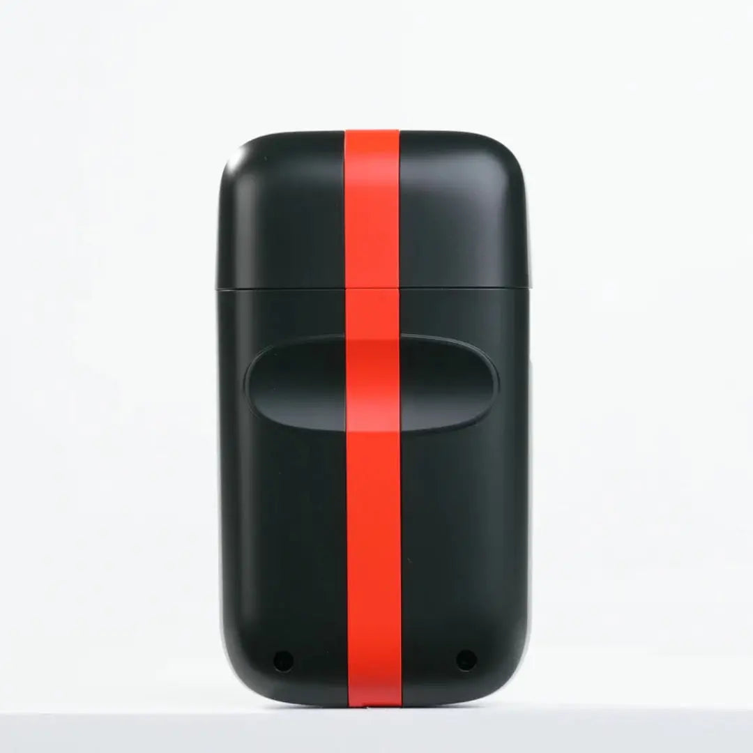 COCCO Veloce Lite Shaver (Black/Red Stripe) Dual Foil  with a red stripe on a white background