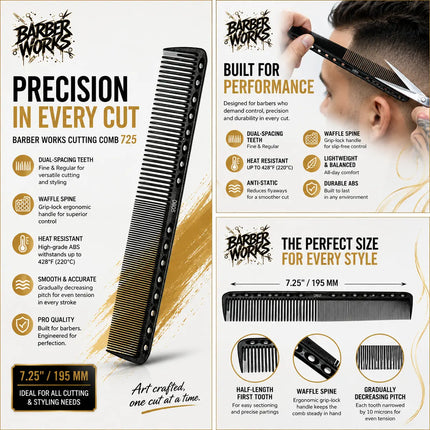 Barber Works Cutting Comb 725 Barber Works