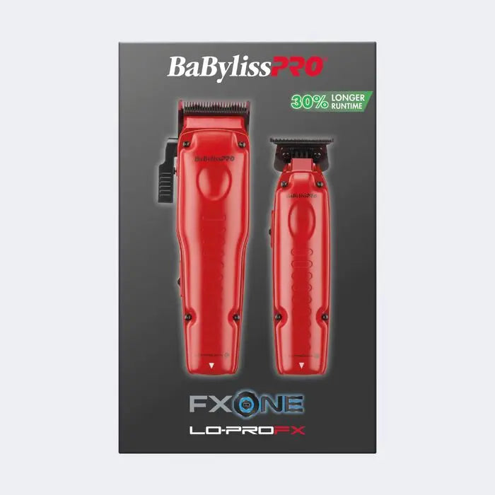 BaBylissPRO FXONE Lo-ProFX Limited Edition Matte Red Clipper, Trimmer & Boosted Battery Gift Set BaByliss