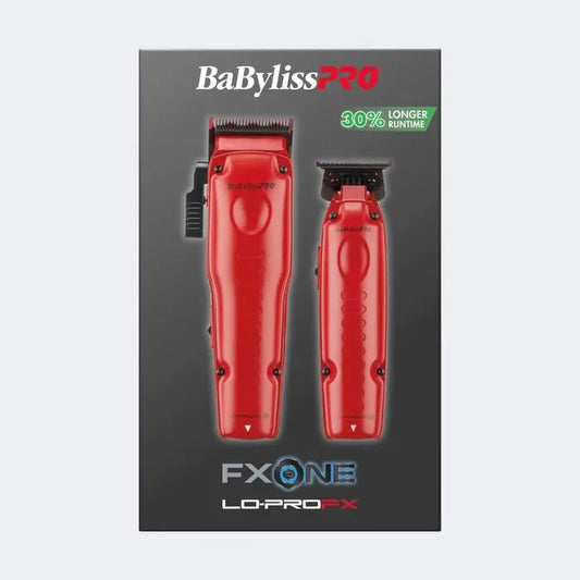 BaBylissPRO FXONE Lo-ProFX Limited Edition Matte Red Clipper, Trimmer & Boosted Battery Gift Set