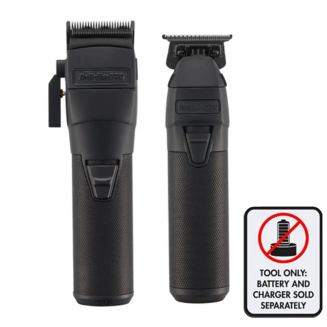 Two black hair trimmers with a 'Tool Only' sign on a white background