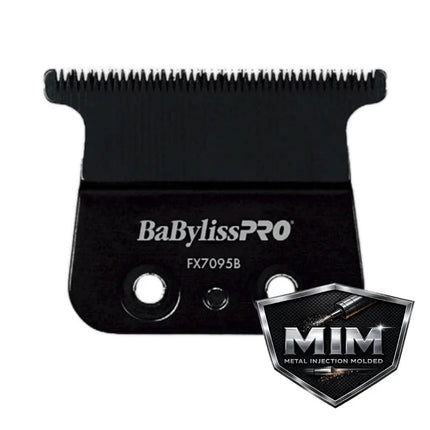 A black BabylissPRO hair clipper blade, model FX7095B, shown against a plain white background with a 'MIM Metal Injection Molded' badge in the bottom right corner.