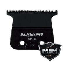 A black BabylissPRO hair clipper blade, model FX7095B, shown against a plain white background with a 'MIM Metal Injection Molded' badge in the bottom right corner.