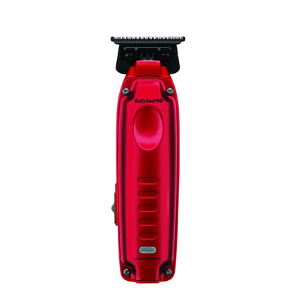 A red Belfuse Pro2000 cordless hair clipper shown from the back, featuring a metallic red body with a black clipper head, set against a plain white background.
