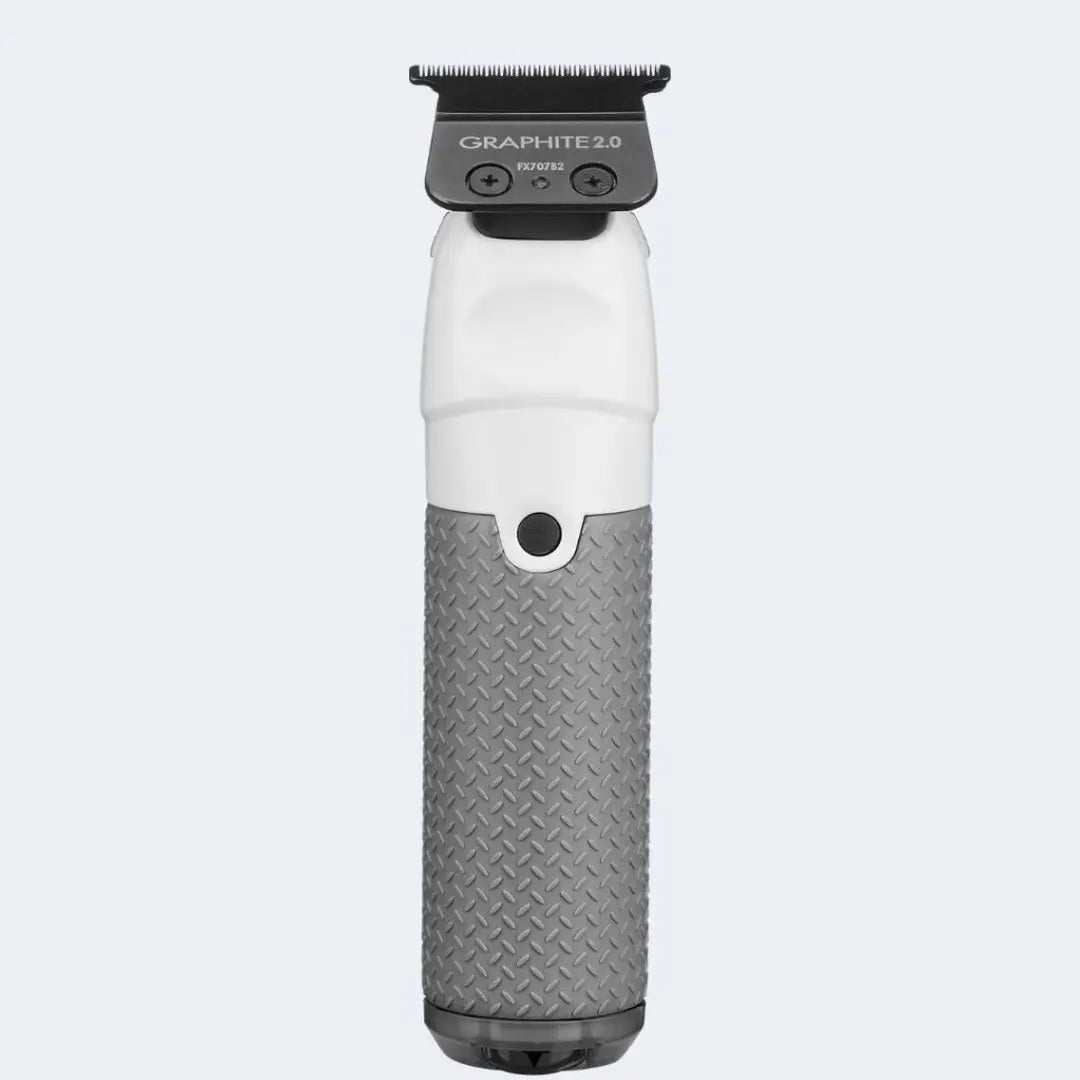 babyliss Hair trimmer with textured gray handle and white body on a light gray background