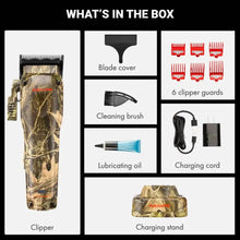 BaBylissPRO Camo LO-PROFX Compact Clipper (Limited Edition) List of items included in a hair clipper package with images and text labels.