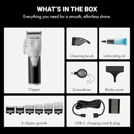 BaBylissPRO® COREFX Clipper – 6,800 RPM, USB-C, 2-Hour Runtime BaByliss