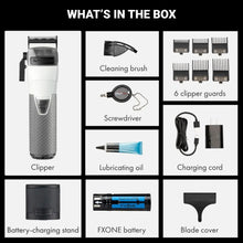 BaBylissPRO FXONE Clipper Frostbyte Limited Edition List of items included in a hair clipper package with images and text labels.
