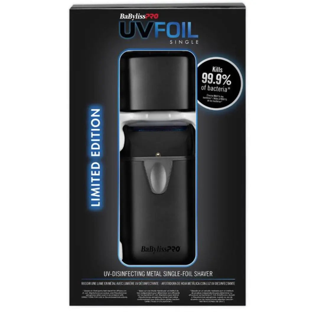 BaBylissPRO® UVFoil Matte Black UV-Disinfecting Single-Foil Shaver - BUYBARBER.COM