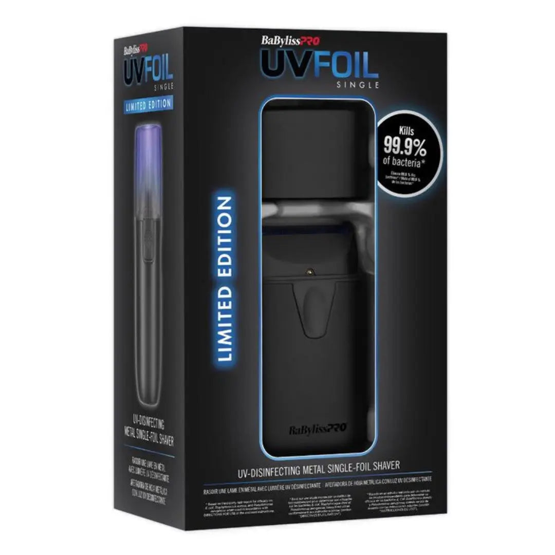 BaBylissPRO® UVFoil Matte Black UV-Disinfecting Single-Foil Shaver - BUYBARBER.COM