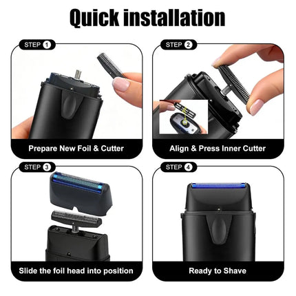 Step-by-step guide on how to install a new foil and cutter for a shaver.
