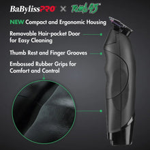 BaBylissPRO hair trimmer with features highlighted on a dark background