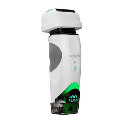 BabylissPRO 9000 professional hair shaver shown in white, gray, and green on a solid white background.