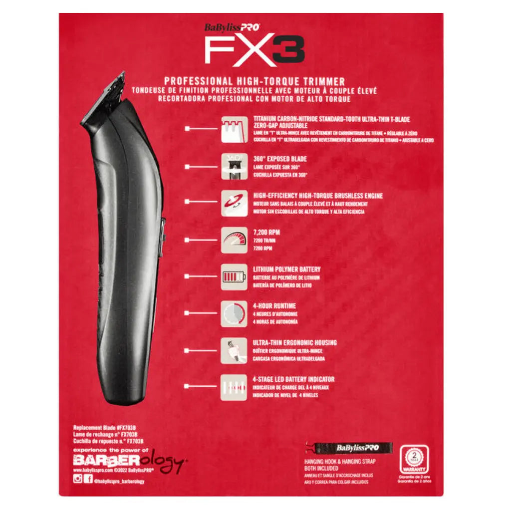 BaBylissPRO FX3 Ferrari-Designed Trimmer - Black BaByliss