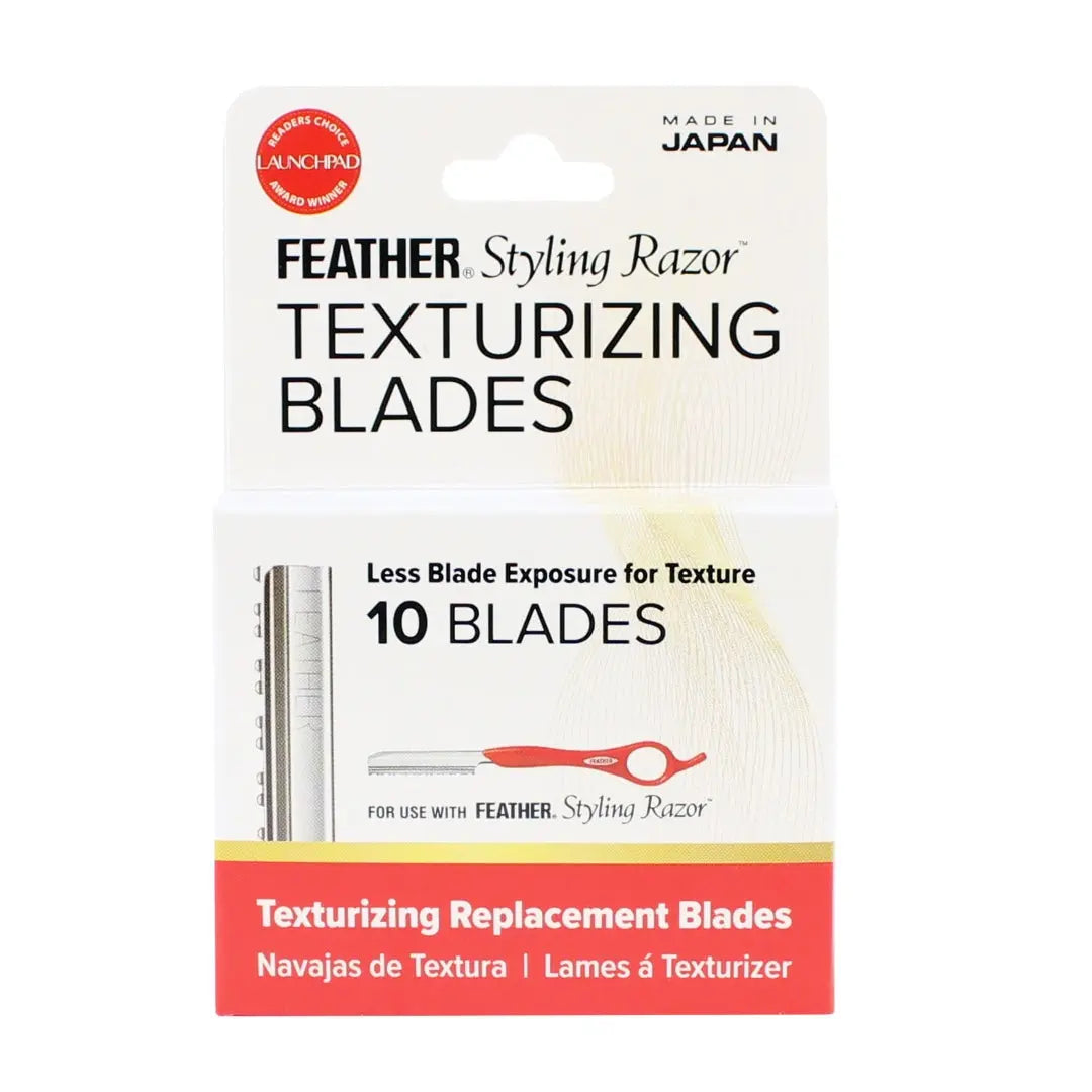 “Feather Styling Razor Texturizing Blades pack of 10 featuring a guarded design”

