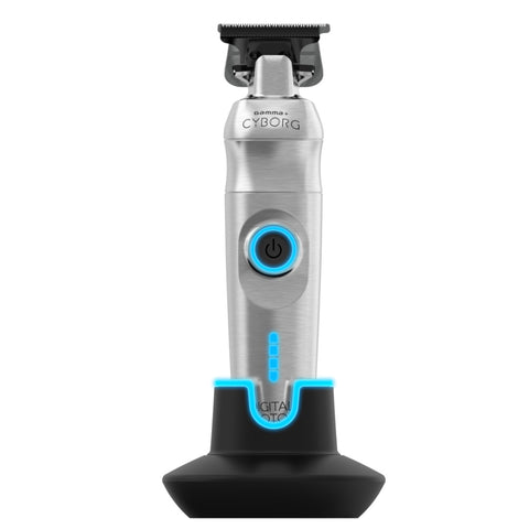 Gamma Cyborg Trimmer - Long-lasting Lithium-Ion battery with 3-hour run-time and quick recharge with LED docking station.