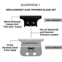 X-pro wide stainless steel with black diamond carbon DLC The One cutting trimmer blade set - BUYBARBER.COM