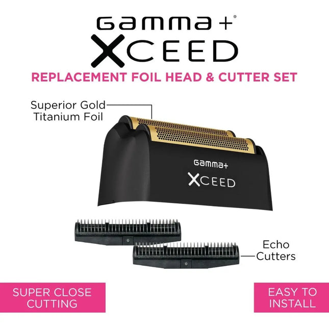Gold Titanium Double Foil Head & Echo Cutters for Xceed & Instinct Shaver Gamma+