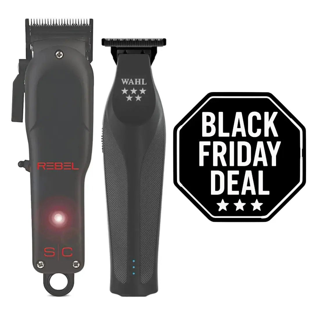 Wahl hair trimmer set with 'Black Friday Deal' sign on a white background