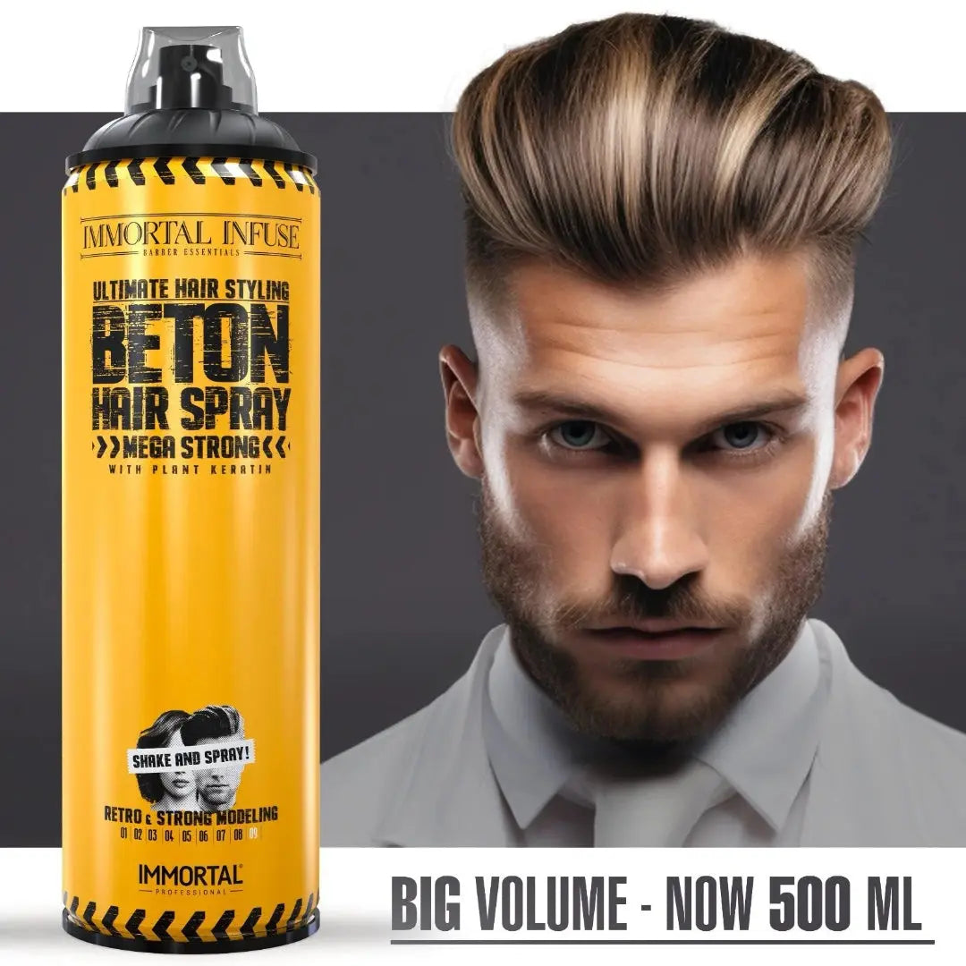 Immortal NYC Beton Mega Strong Hair Spray (Matte Dry Look, 500ml) - BUYBARBER.COM