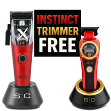 Two red and black trimmers with 'Instinct' branding on a white background.