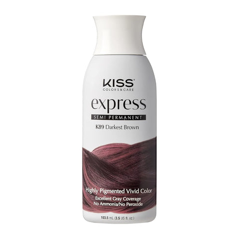 Kiss Express Semi-Permanent Hair Color Darkest Brown 100mL | No Ammonia, No Peroxide