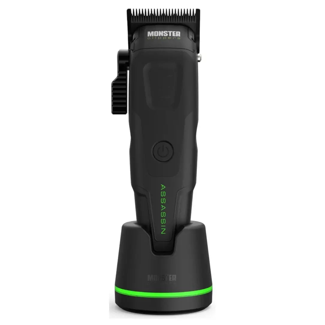 Black hair trimmer with 'Monster' branding on a white background