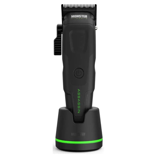 Black hair trimmer with 'Monster' branding on a white background