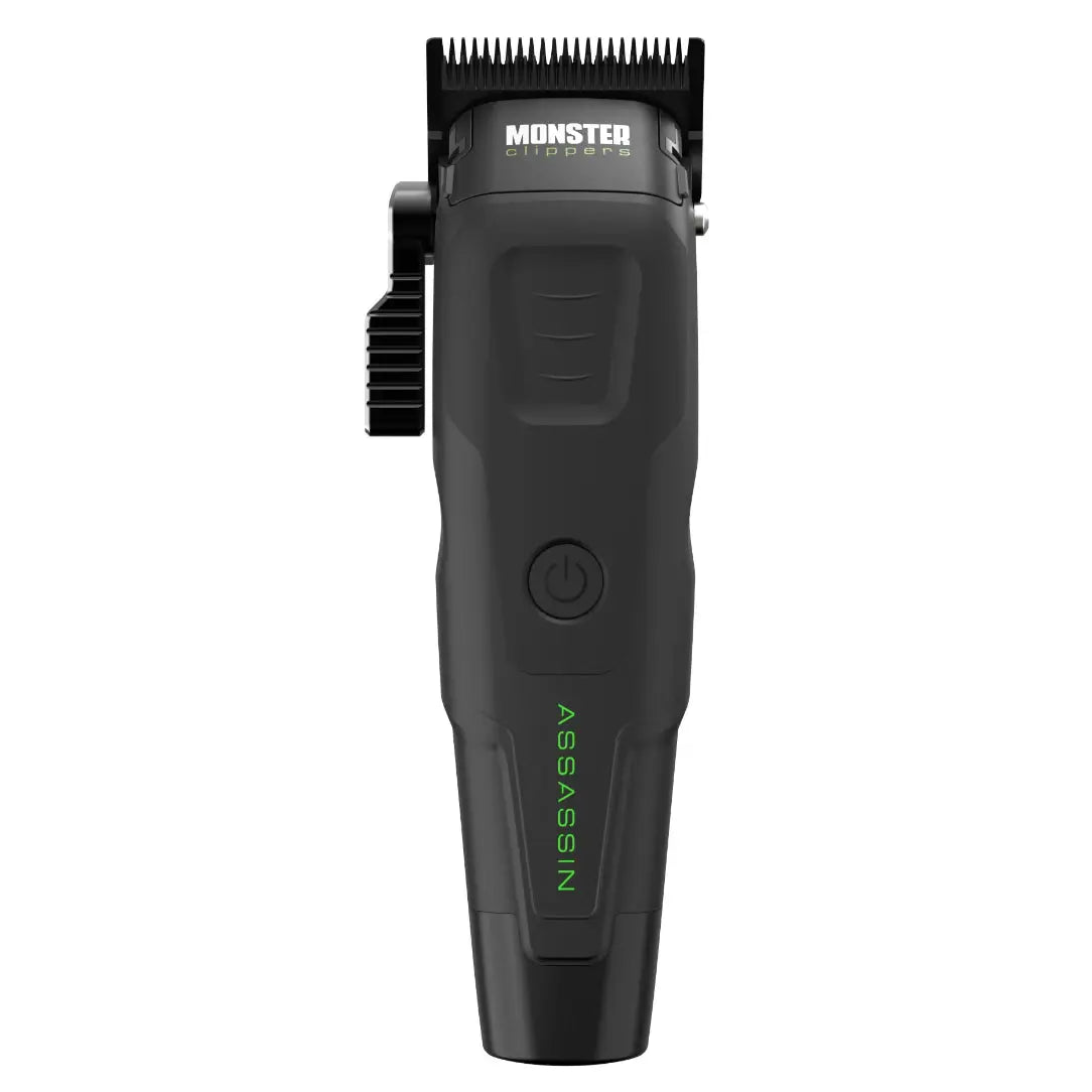 Monster Clippers Assassin Clipper Black hair trimmer with 'Monster' branding on a white background