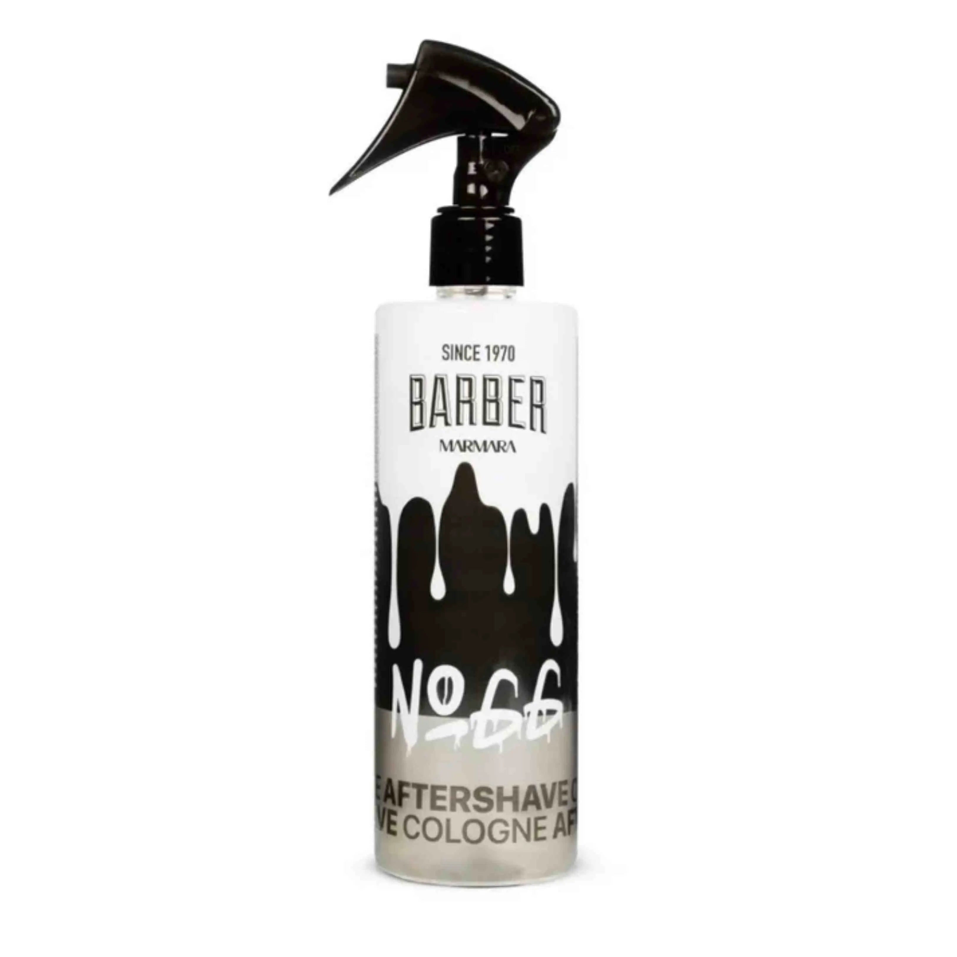 Bottle of Barber Marmara No. 66 aftershave cologne spray on a white background
