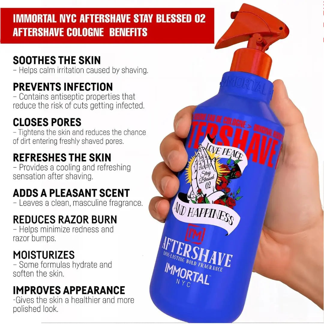 IMMORTAL NYC Stay Blessed 2 Aftershave – Calming, Invigorating Splash (150 ml) - BUYBARBER.COM