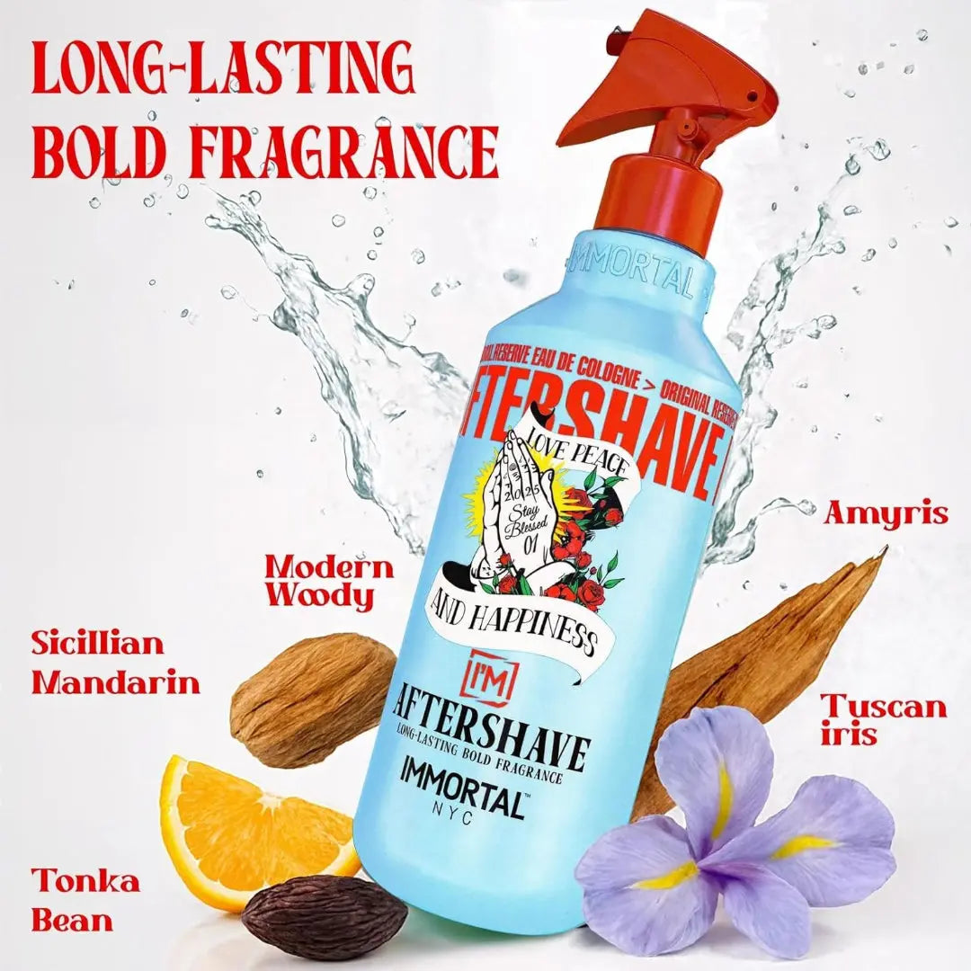 IMMORTAL NYC Stay Blessed 1 Aftershave – Energizing, Soothing Formula (150 ml) - BUYBARBER.COM