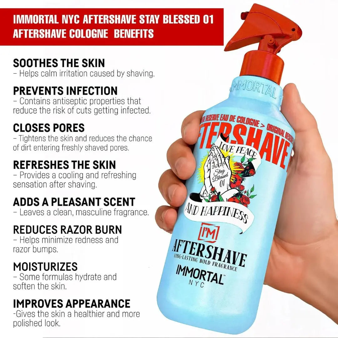 IMMORTAL NYC Stay Blessed 1 Aftershave – Energizing, Soothing Formula (150 ml) - BUYBARBER.COM