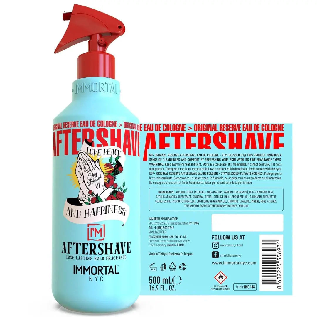 IMMORTAL NYC Stay Blessed 1 Aftershave – Energizing, Soothing Formula (150 ml) - BUYBARBER.COM