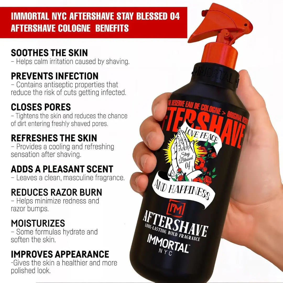 IMMORTAL NYC Stay Blessed 4 Aftershave – Warm Amber Musk, 150 ml - BUYBARBER.COM