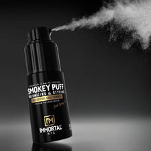 Immortal NYC Smokey Puff volumizing and styling hair powder on a dark background