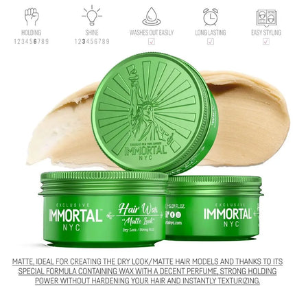 Immortal NYC "Matte Look" Hair Wax - Strong Hold, Matte Finish IMMORTAL NYC
