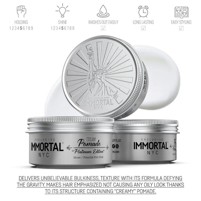 IMMORTAL NYC Cream Pomade Platinum Edition – Natural Shine IMMORTAL NYC