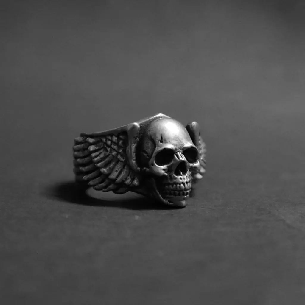 Rotten Bones Pewter Ring - Hand Made -Death Wing Rotten Bones
