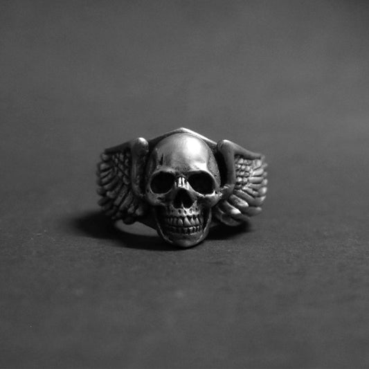 Rotten Bones Pewter Ring - Hand Made -Death Wing