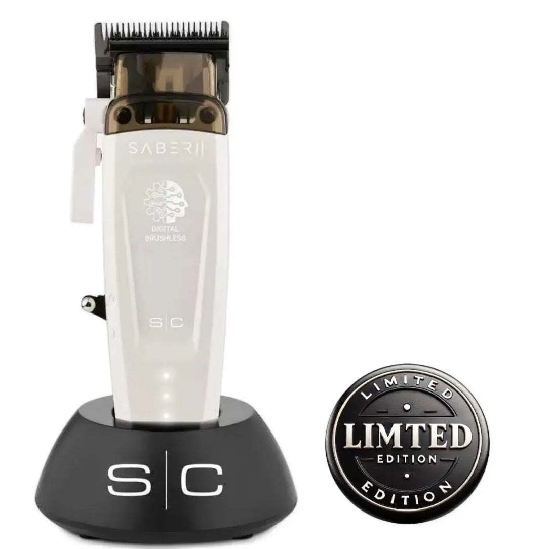 Saber 2 Professional Hair Clipper with EON Digital Brushless Motor – White Limited Edition Stylecraft