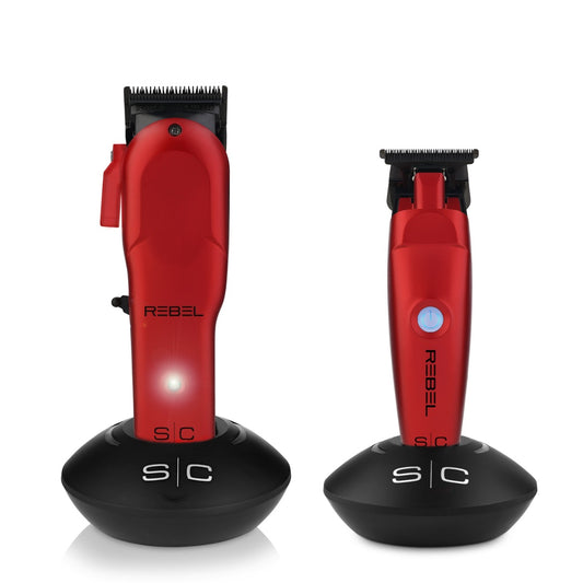 REBEL - Professional Super-Torque Modular Cordless Hair Clipper and Trimmer Combo Set (Limited Edition Red)