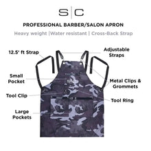 Heavy Weight Waterproof Professional Barber/Salon Apron Cross-Back Strap- Camo - BUYBARBER.COM