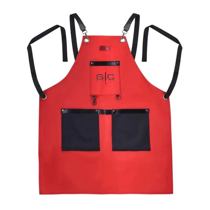 Heavy Weight Waterproof Professional Barber/Salon Apron Cross-Back Strap- Red - BUYBARBER.COM